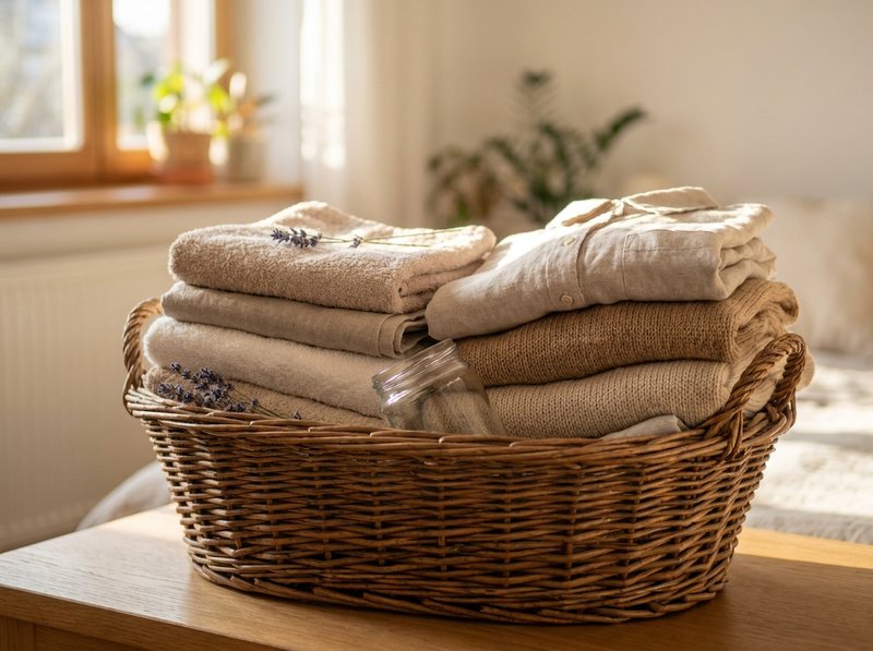 Panier de linge propre prêt à repasser